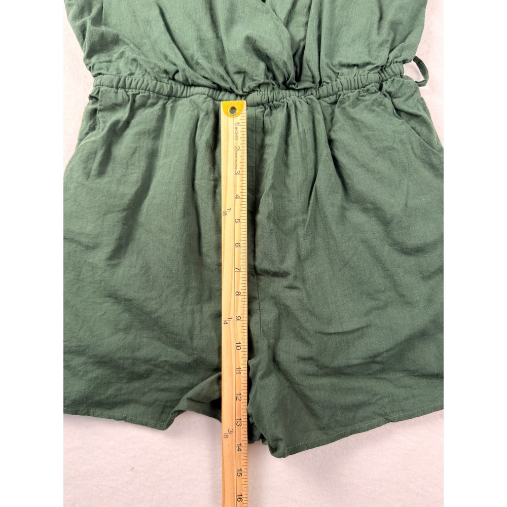 Le Lis Green Cotton Tie Shoulder Surplice Romper SM4451 Womens Large - Picture 6 of 11